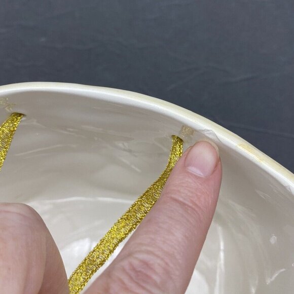 VTG Christmas Snowman Basket Planter Candy Bowl Ceramic Jay Import Ribbon Handle - Picture 8 of 11